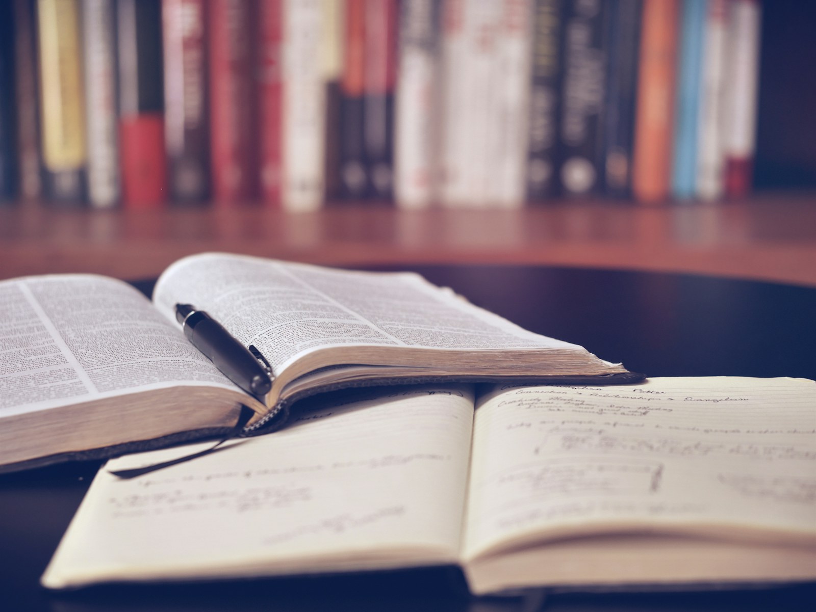 Student studying in a library